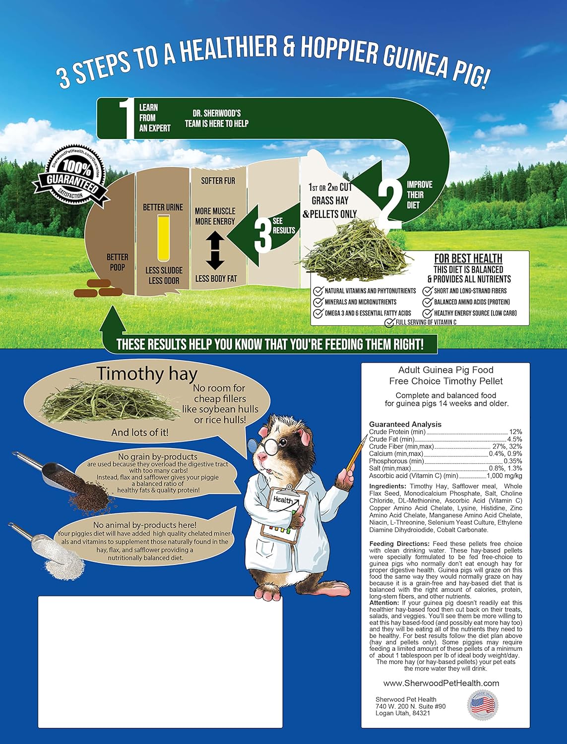 Sherwood Pet Health Adult Guinea Pig Food – Free Choice Timothy Pellet-4.5lbs