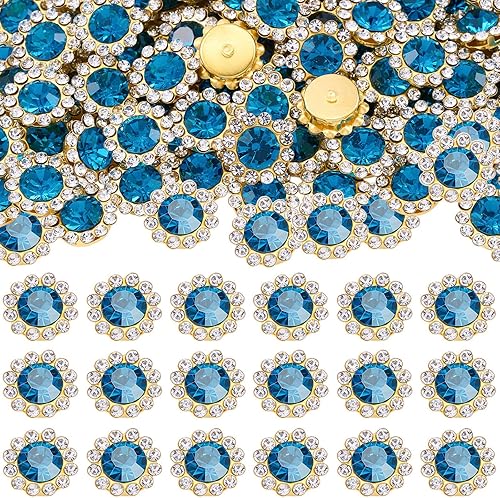 Miniatura 11 de 160 diamantes de imitación para coser de 0.472 pulgadas, base de metal, diamantes de imitación para coser en ropa, zapatos, aretes, cinturón