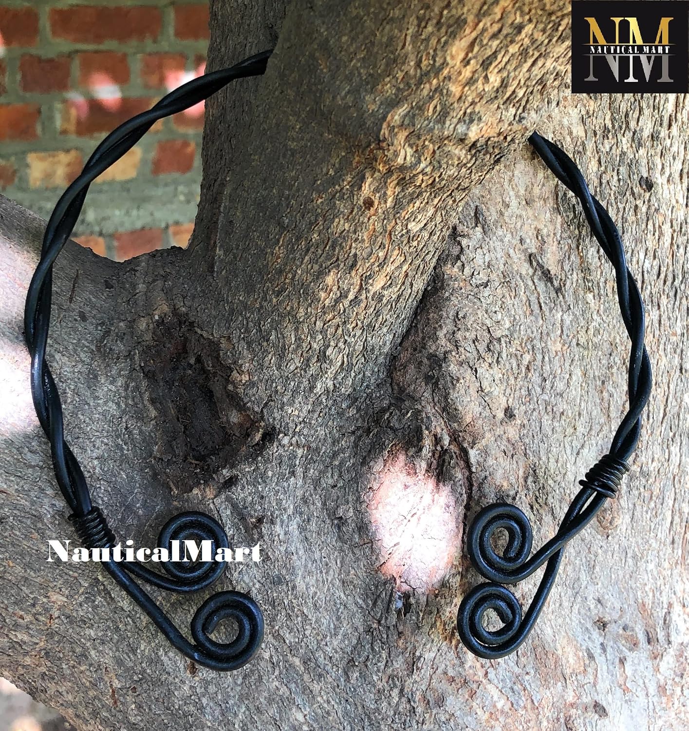NauticalMart Medieval Braided Torc Necklace Hand Forged Iron Viking Torc Pagan Fashion Jewelry Nordic Torc Traditional Celtic Torq Torque Necklace for Halloween Party Cosplay Costume