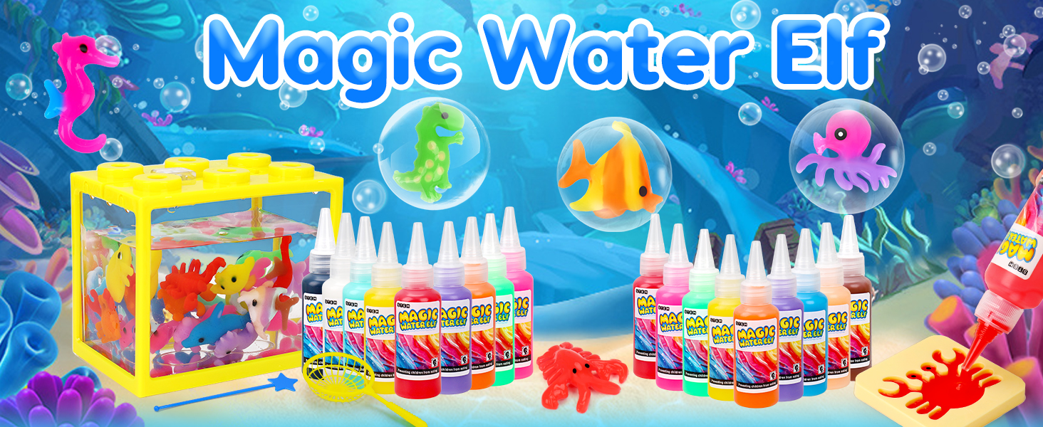 Dreamon Magic Gel Water Elf Toy Kit, Aqua Fairy Water Gel Kit With 22 Gels & 16 Molds, DIY Space Cosmic Magic Water Pets Sensory Toy, Party Favors, Art Crafts Gifts