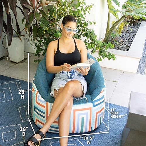 Miniatura 23 de Big Joe Milano Outdoor - Puf para exteriores, color blanco marino Cuero Montana Negro,Smartmax negro,Caribou,Carmel Montana Cuero,Blazer de