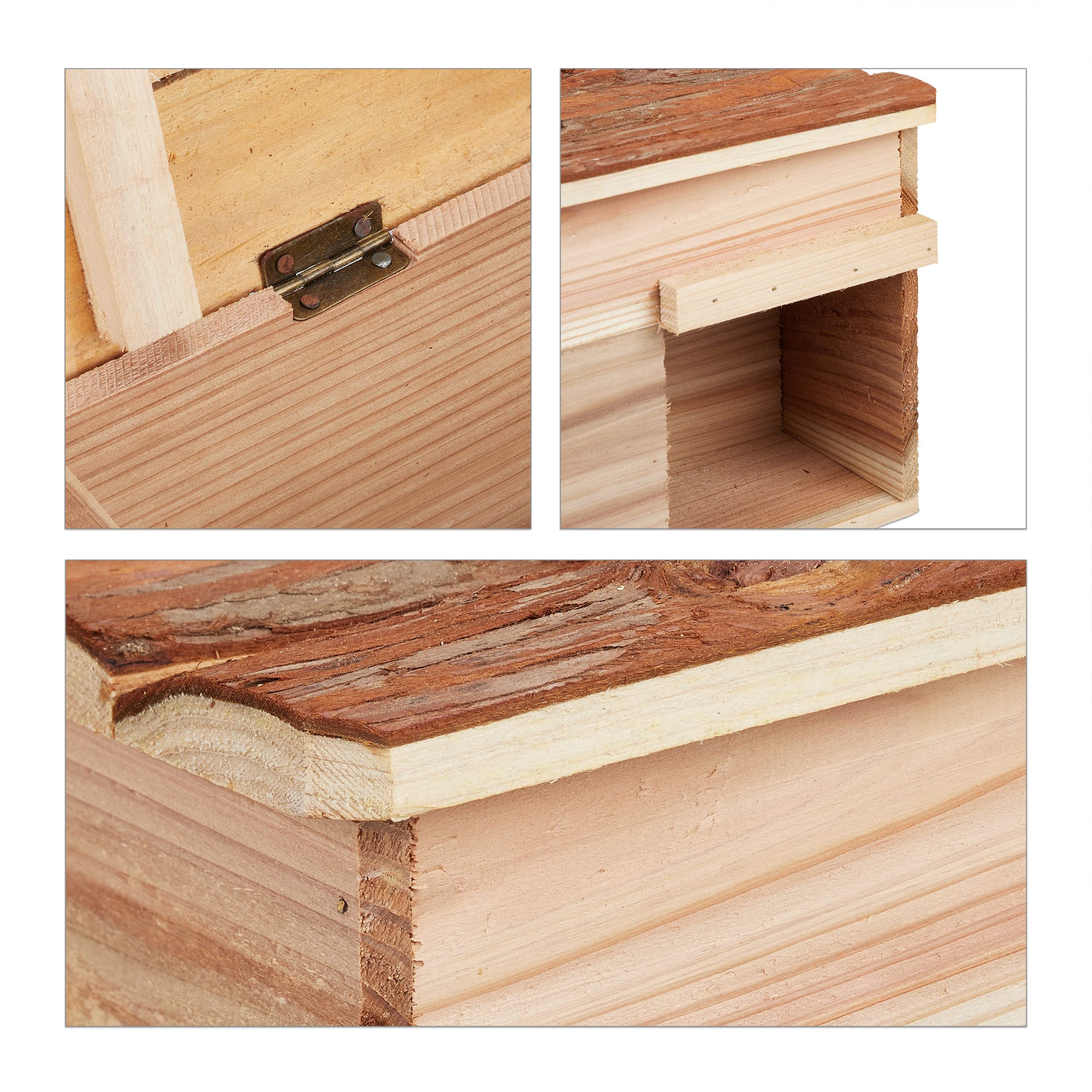 Relaxdays Igelhaus Holz Igelhotel mit Boden katzensicher Winterquartier HBT 21 x 40 x 30 cm Natur