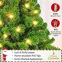 Vista 151 de Yaheetech Árbol de Navidad artificial preiluminado de 4.5 pies con luces blancas cálidas incandescentes, árbol de Navidad preiluminado completo