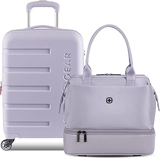 SWISSGEAR Signature Hardside Expandable Carry-On Spinner & Mini Weekender Tote Set, ABS Construction, TSA-Friendly Lock, Evening Haze, 2-Piece Set (19-Inch/Mini Weekender Tote)