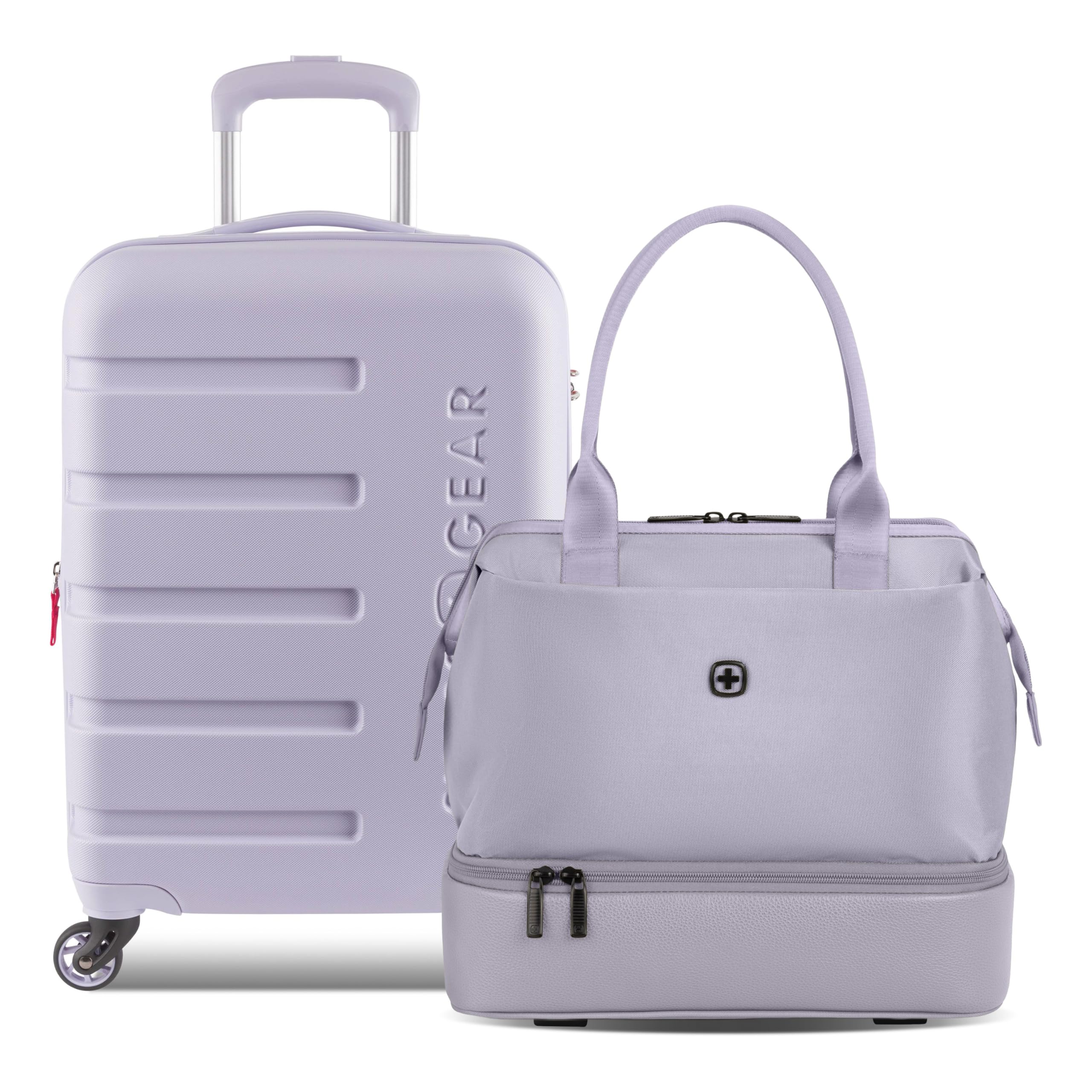 SWISSGEAR Signature Hardside Expandable Carry-On Spinner &amp; Mini Weekender Tote Set, ABS Construction, TSA-Friendly Lock, Evening Haze, 2-Piece Set (19-Inch/Mini Weekender Tote)