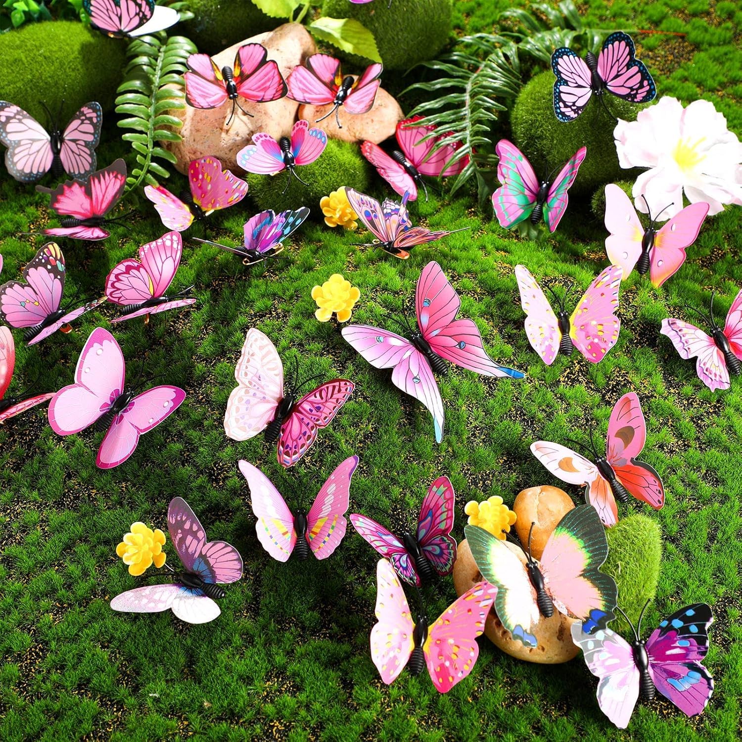 ERBO Lot de 50 papillons bleus décoratifs avec épingles de