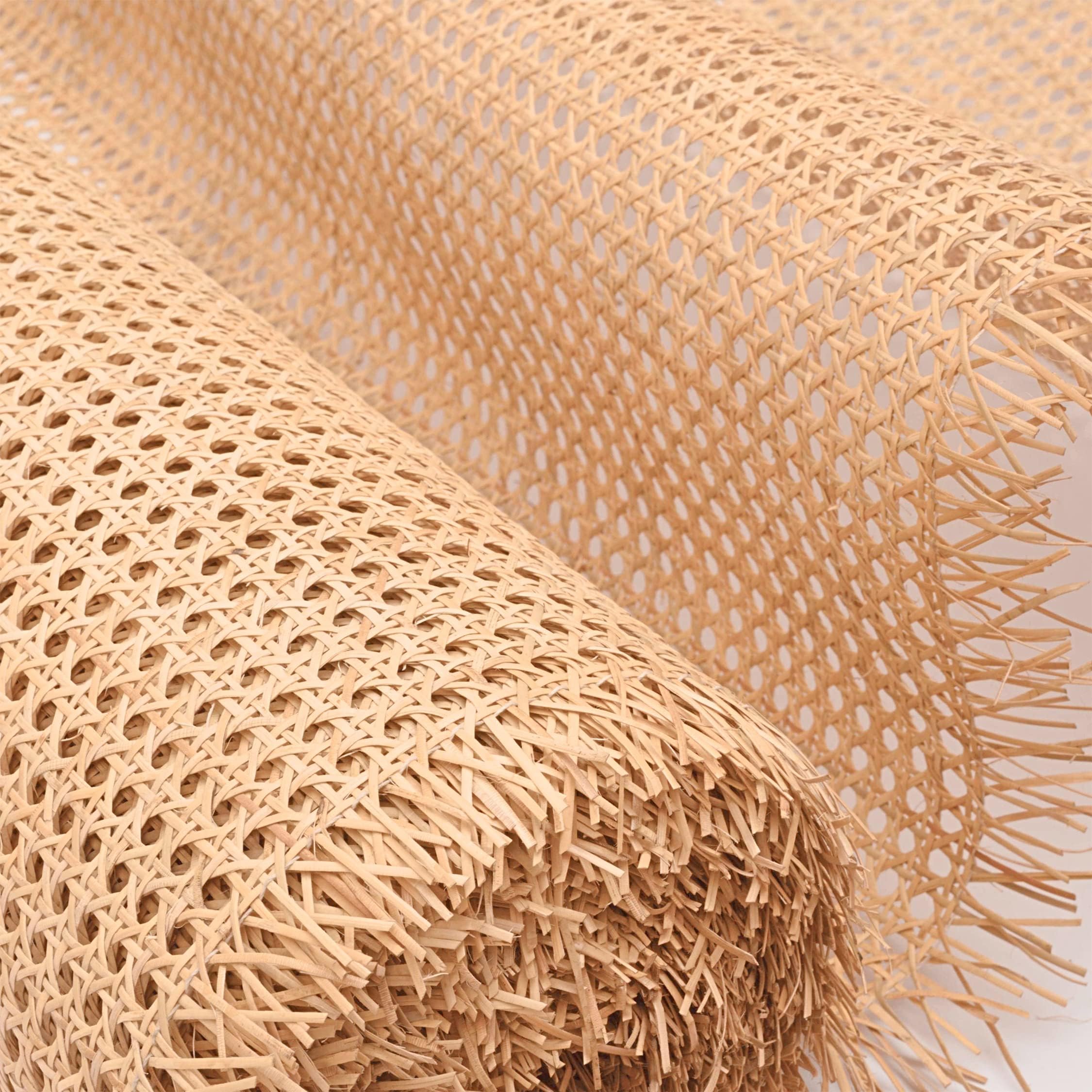 CLAYNIX 18" Width Rattan Webbing for Caning Projects Natural Pre - Woven Open Mesh Cane - Natural Rattan Cane Webbing (15 FEET)