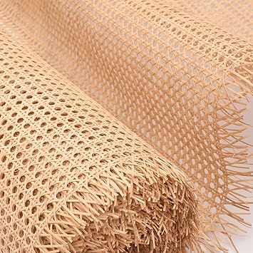 CLAYNIX 18" Width Rattan Webbing for Caning Projects Natural Pre - Woven Open Mesh Cane - Natural Rattan Cane Webbing 15 FEET