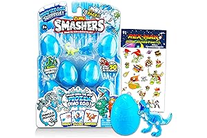 Smasher Dino Island Skull, 8-Pack of Surprise Dinosaur Eggs with Collector Cards & LEGO Stickers