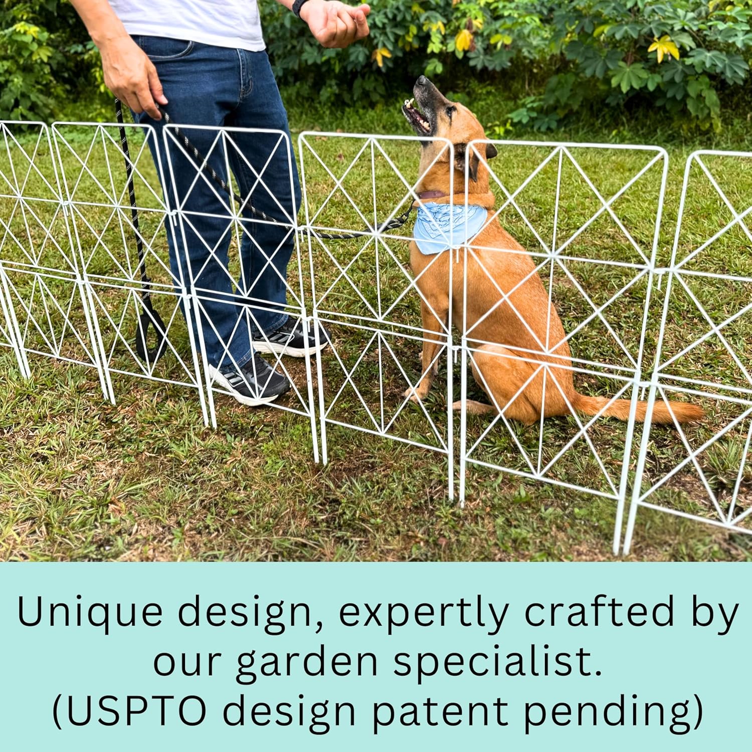 ShopLaLa Decorative Metal Garden Fence (10 Panels) 12.5in(L) x 31in(H) Animal Barrier Fencing for Dog, Rustproof White Wire Diamond Flower Bed Edging for Landscape, Lawn Yard Tall Panels Outdoor Decor