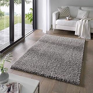 Taracarpet Shaggy Teppich Wohnzimmer Venezia Hochflor Langflor Teppiche modern Anthrazit 240x340 cm