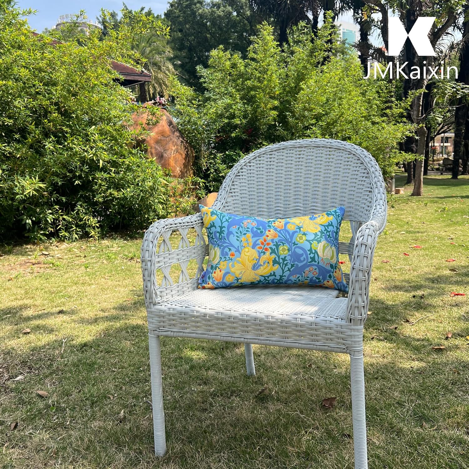 Pack of 2 Patio Lumbar Pillows, 12"x20" Fade Resistant Outdoor Waterproof Lumbar Pillow with Inners, Decorative Garden Lumbar Cushions for Home Patio Terrace Sofa Use