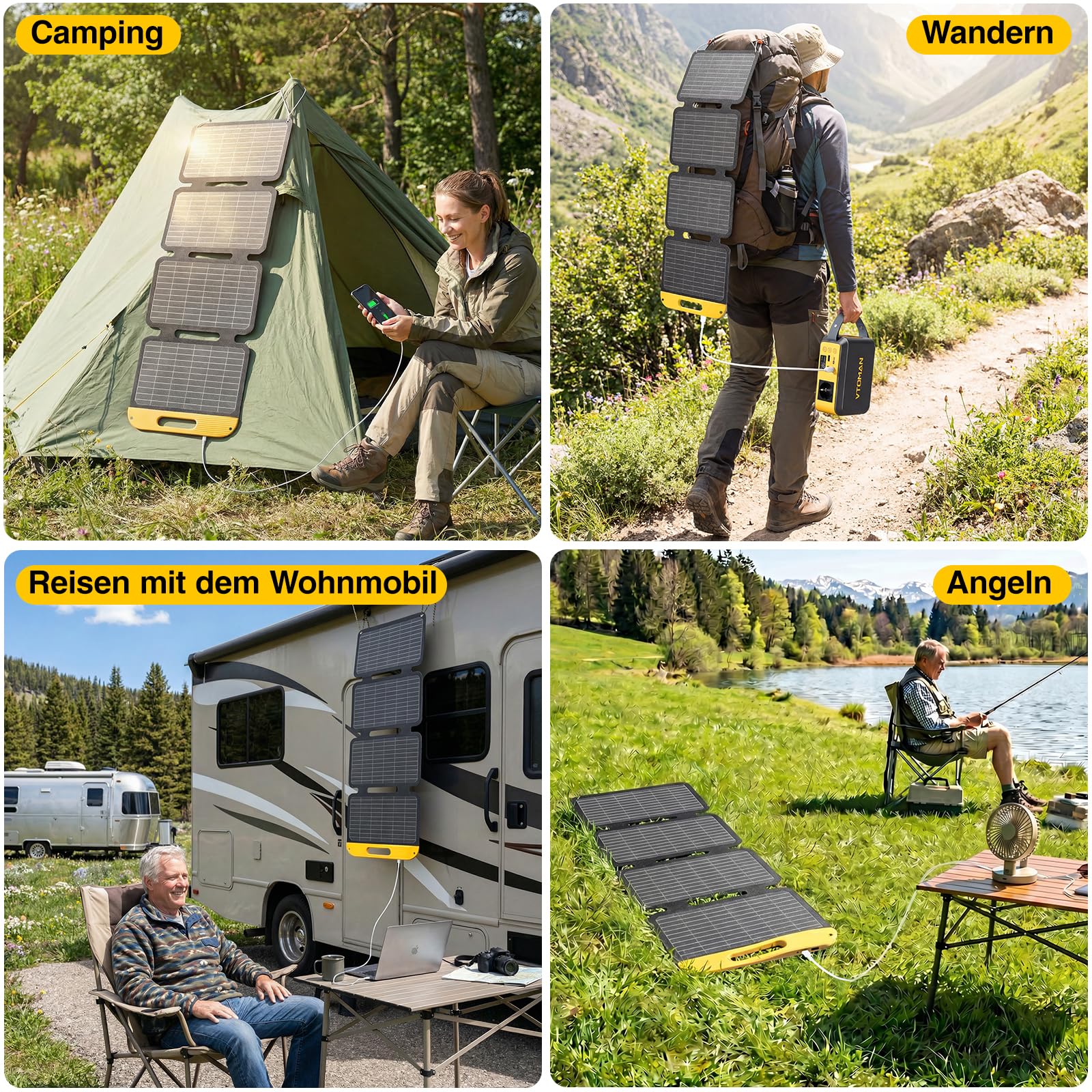 VTOMAN VS40 Faltbares Solarladegerät 40W ETFE-Solarpanel, 25% Wirkungsgrad | IP67, Dual USB-A & USB-C (PD30W) Ausgang , leicht, 13,9V für Powerstation, Handy, Powerbank, Camping & Wandern