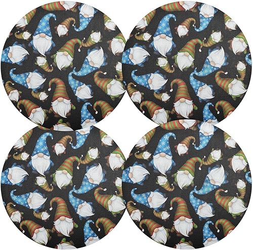 Miniatura 2 de Whimsical Christmas Gnomes Black PVC Placemat, Non Slip Dining Table Heat Protector Mats for Kitchen one sizex1