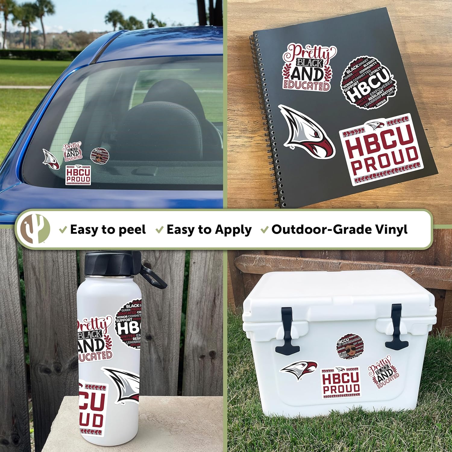Desert Cactus North Carolina Central University Sticker NCCU Eagles Sticker Vinyl Decals Laptop Water Bottle Car Scrapbook (T2 HBCU-C) - Image 5
