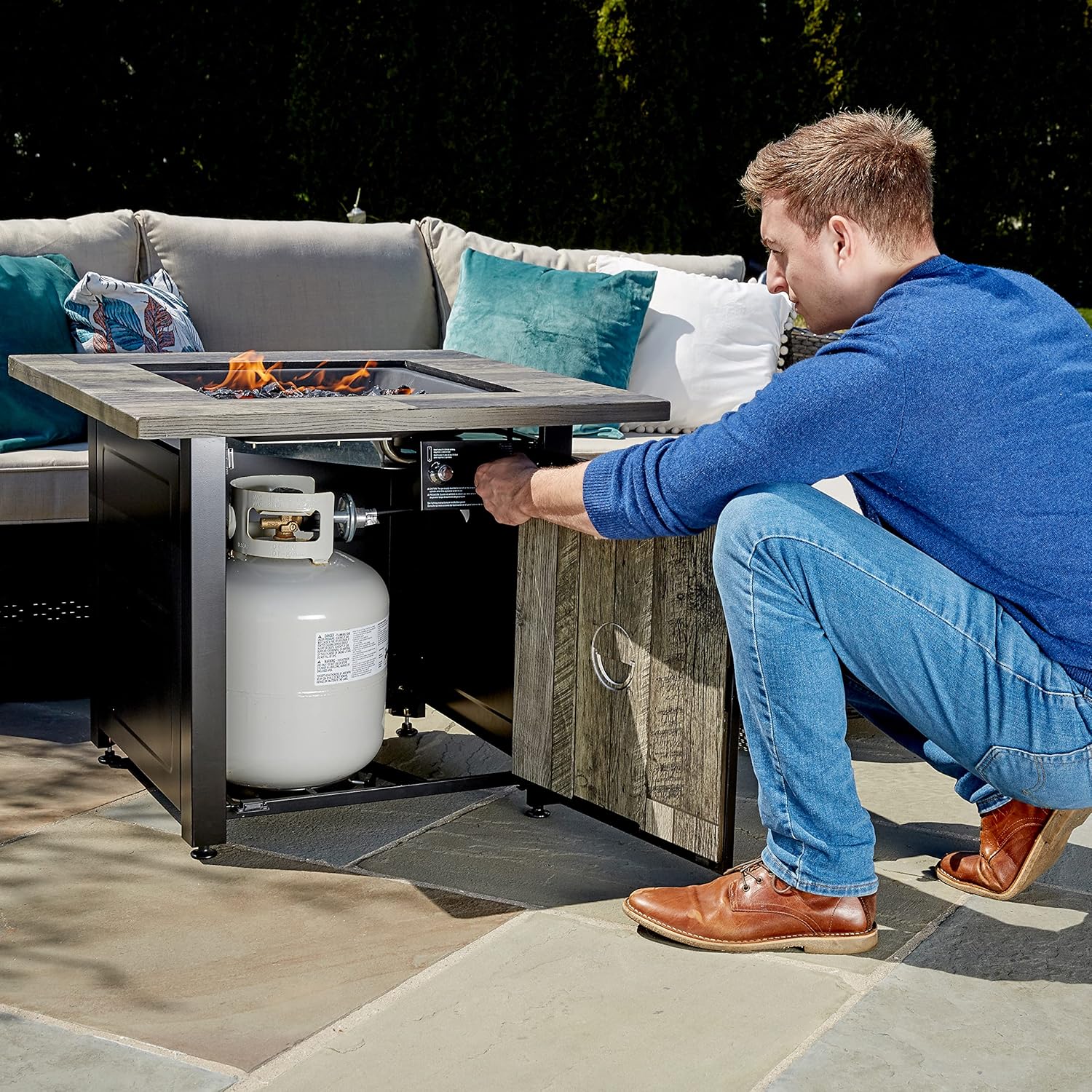 Endless Summer, The Carson, 30" Square Outdoor Propane Gas Fire Pit : Patio, Lawn & Garden