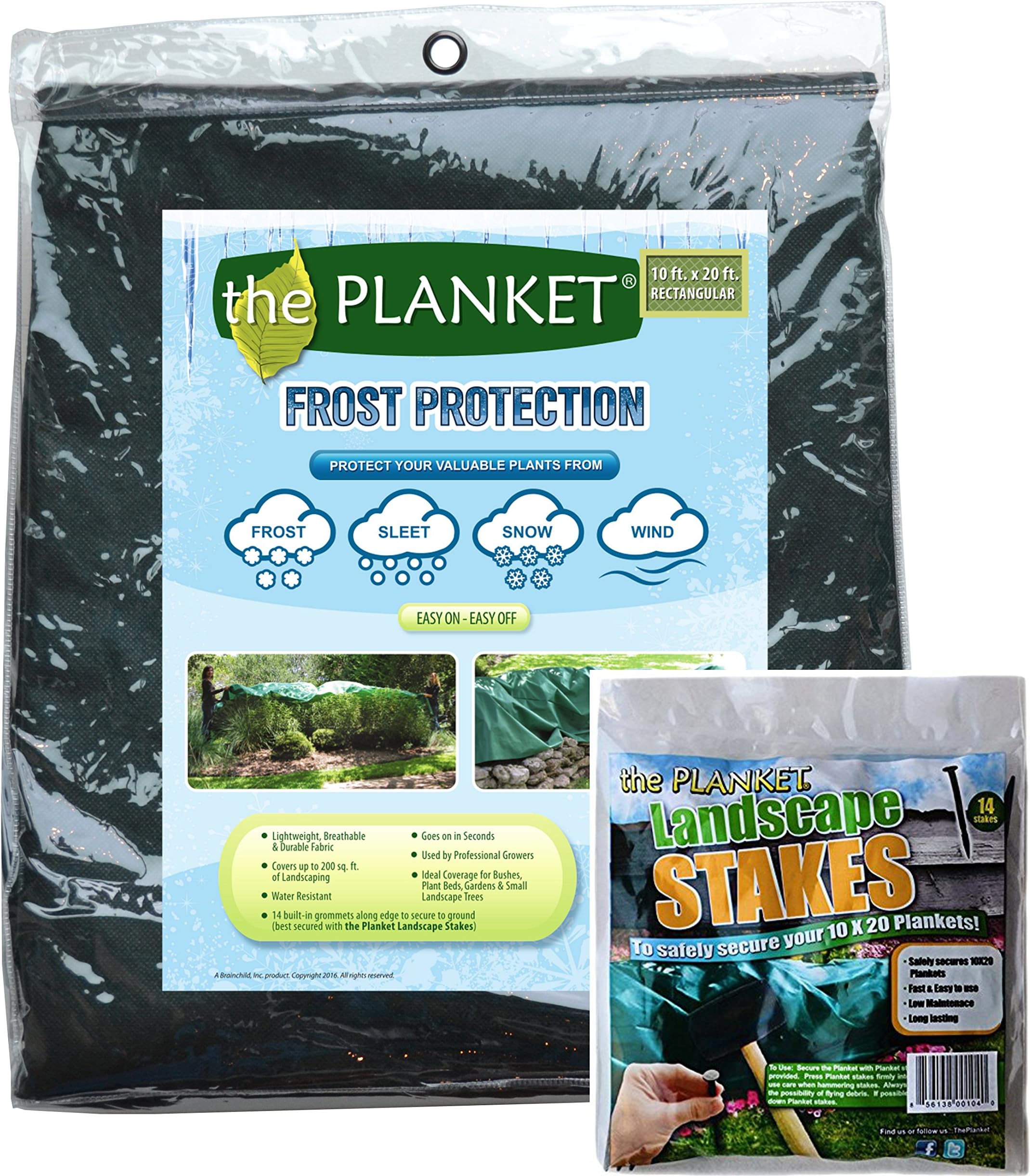 the Planket 13001 Kit, 10 x 20 ft 14 Landscape Stakes Plant Frost Protection Cover, 10 x 20 Rectangular