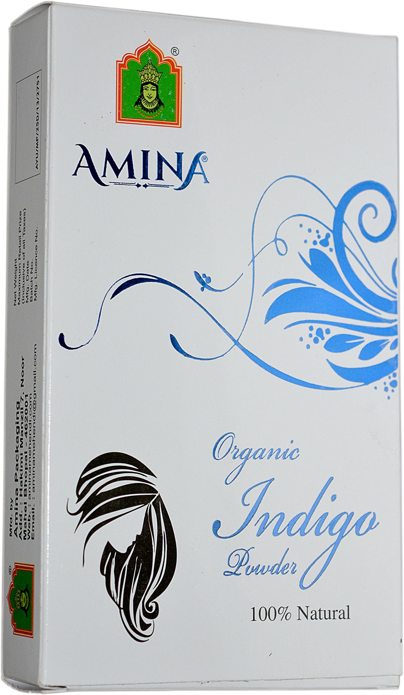 Amina 100% Natural Health Indigo Powder (Indigofera Tinctoria) for Hair Colour, Green