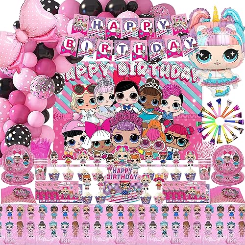 195 piezas de suministros para fiesta de cumpleaños, decoración de cumpleaños para 10 invitados, incluye pancarta de feliz cumpleaños, placa,