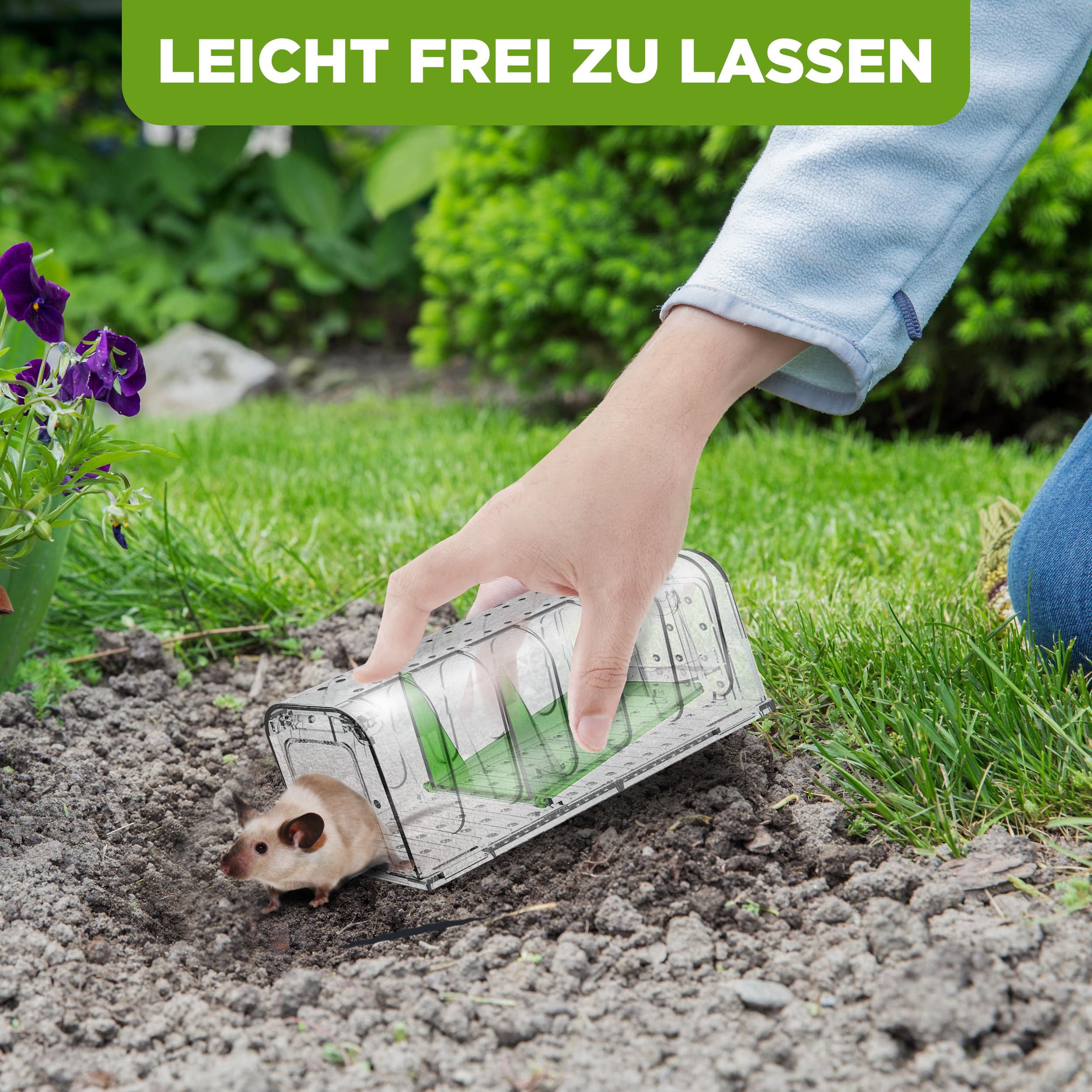 ISOTRONIC Mausefalle Lebend mit Köderbox – tierfreundliche Lebendfalle für Mäuse, Ratten & andere Nagetiere – Wiederverwendbare Rattenfalle mit berührungsloser Freigabe & extra Luftlöchern (1 Stück)