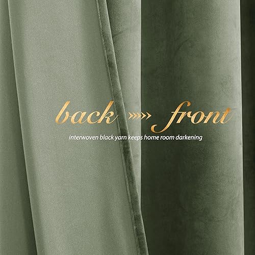 Miniatura 6 de NICETOWN Cortinas opacas de terciopelo verde salvia de 96 pulgadas de largo, 2 paneles (52 pulgadas de ancho), cortinas y cortinas de terciopelo