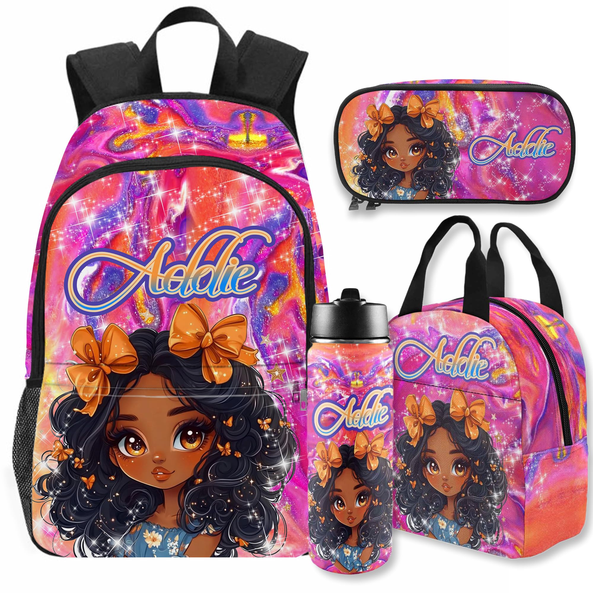 Artsadd Personalized Princess Backpack for Kids Girls Custom School Backpacks with Name Customized BookBags School Bag for Daughter Niece Back To