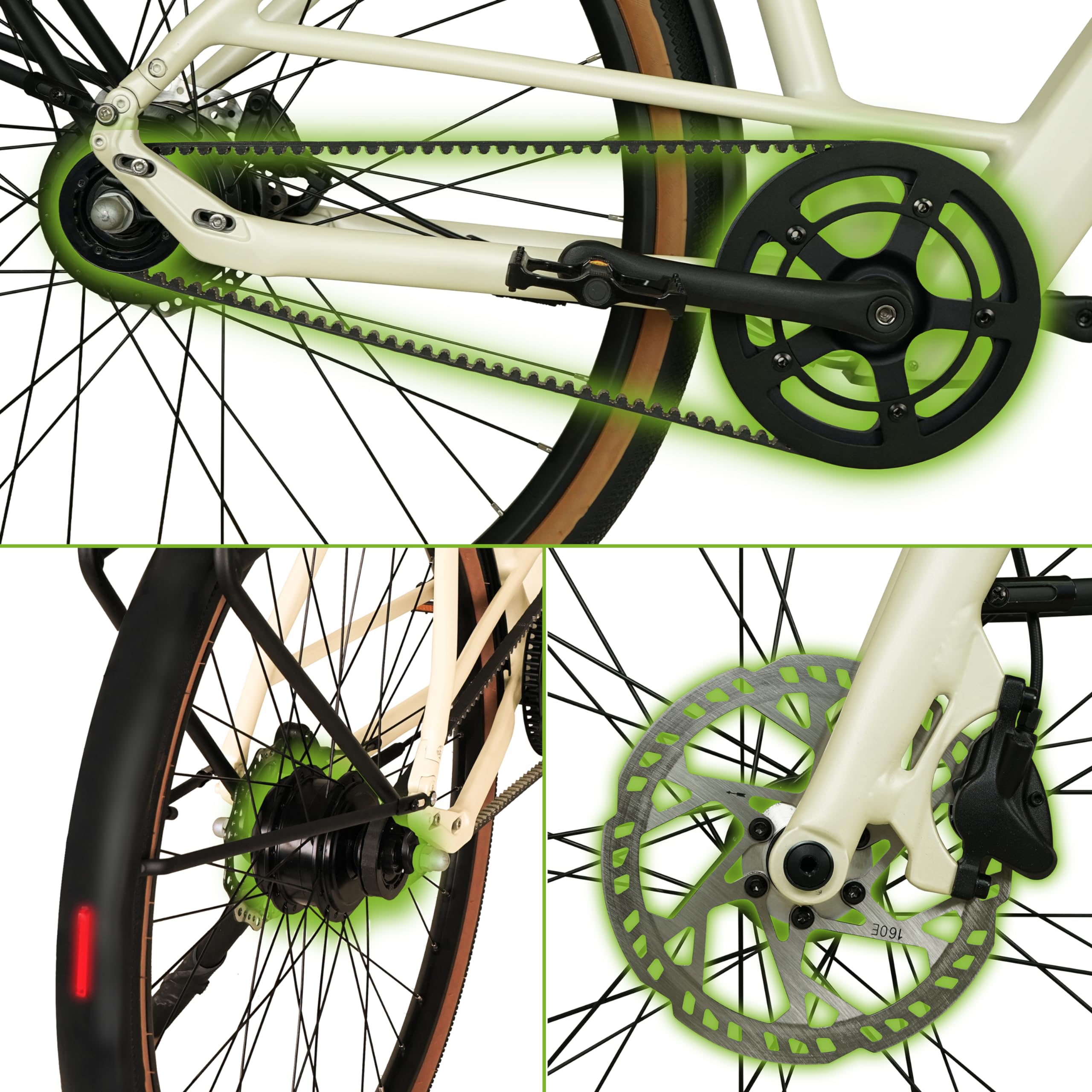 Vélo Électrique Adulte C3F - VAE Ville Urbain Ultra Léger 16kg - Transmission par Courroie et Capteur de Couple - Roues 28 Pouces - Design Minimaliste Blanc Marbre