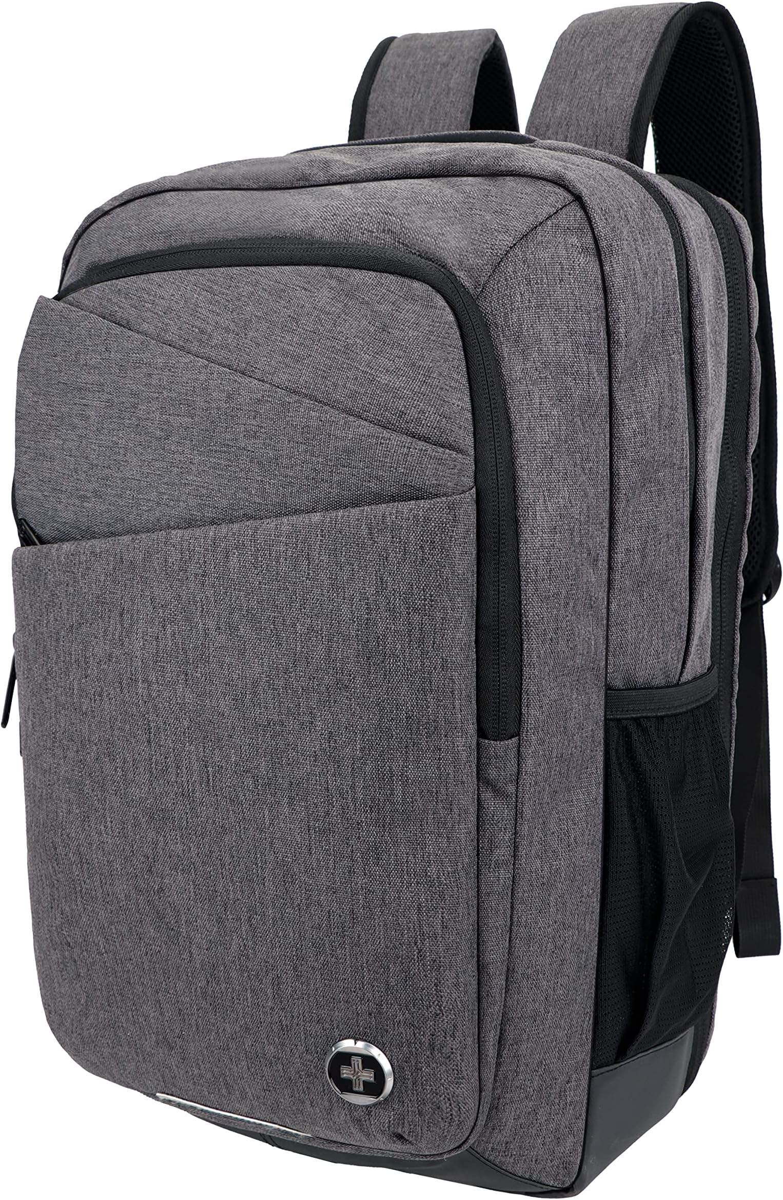 Swissdigital Micro Gray TSA-Friendly Backpack-Business Commuting 15.6 inch College School Backpack Laptop Computer Bag for Men & Women, USB Charging Port Backpack Casual Travel Daypack SD-839