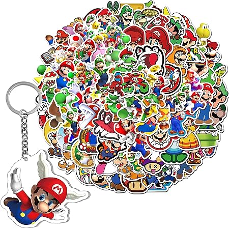 Amazon.com: Super Mario Cartoon Waterproof Laptop Stickers Waterproof Skateboard Snowboard Car ...