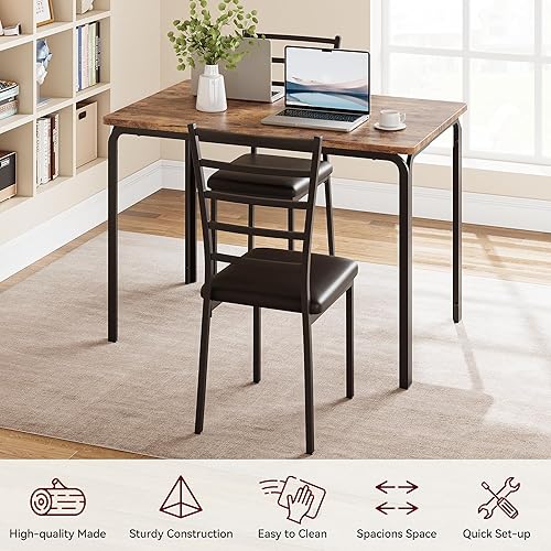 Miniatura 3 de Juego de mesa de comedor para 4, mesa de cocina y sillas para 4, juego de mesa de comedor de 5 piezas, juego de mesa de comedor moderno, juego de