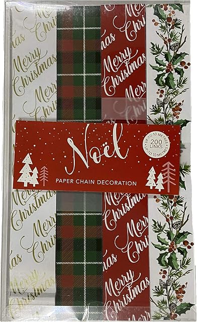 eBoutik  Novelty Christmas Decorations - Make Your Own Traditional Christmas Paper Chain Kit  Paper Chains Self Adhesive (Traditional Christmas)