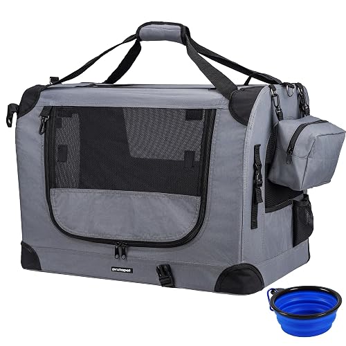 Prutapet Large Cat Carrier 24'x16.5'x16.5' Portable Dog Crate for Small Medium Dogs Collapsible Traveling Pet Crate with