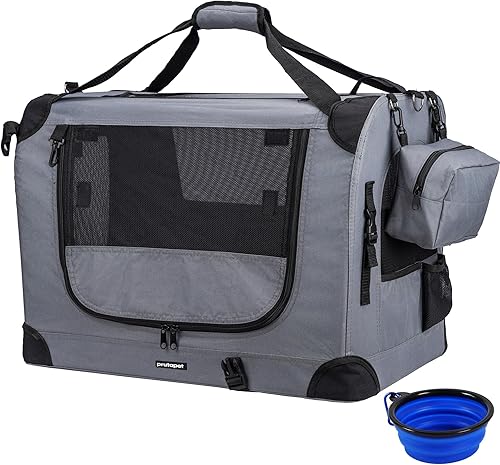 Prutapet Transportador grande para gatos de 24 x 16.5 x 16.5 pulgadas, jaula portátil para perros pequeños y medianos, plegable, con cuenco plegable