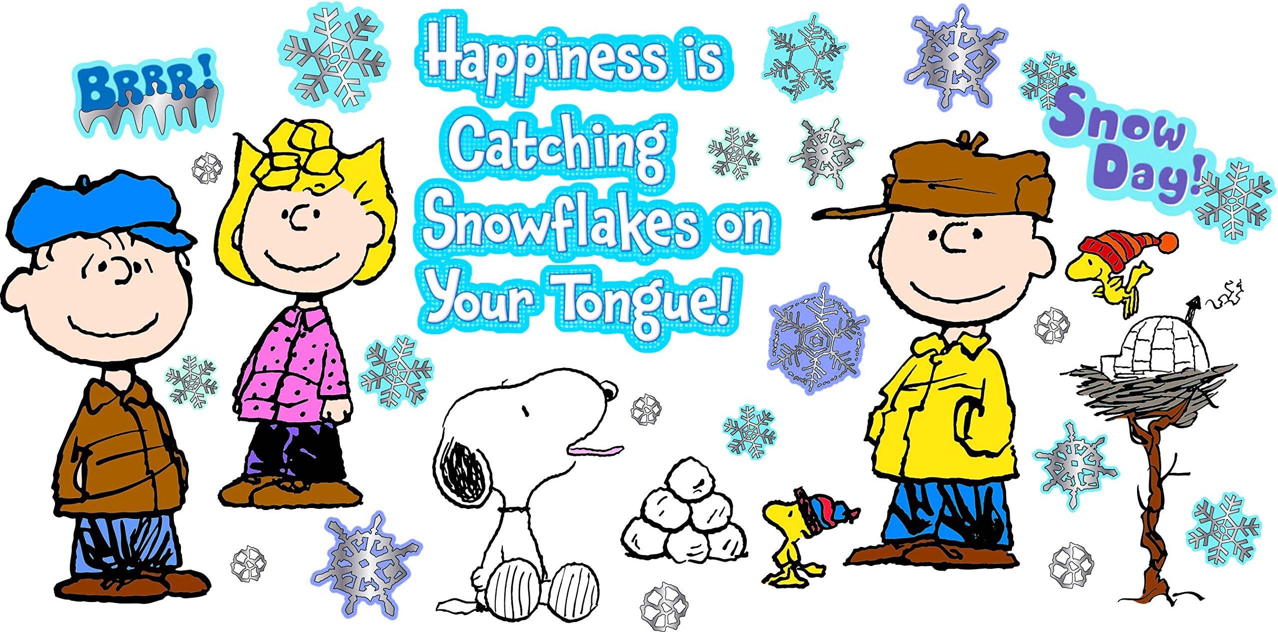 Eureka Classroom Bulletin Board Set, Peanuts Happiness Is A Snowflake Winter Bulletin, 18'' x 28'', 39 pc.