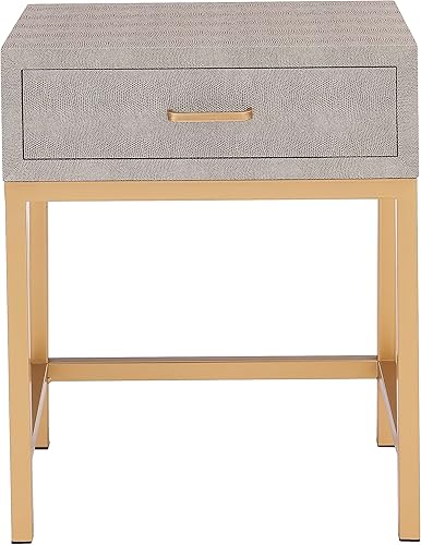 Miniatura 4 de New Pacific Direct Durham Faux Shagreen - Mesa auxiliar con 1 cajón, color marrón