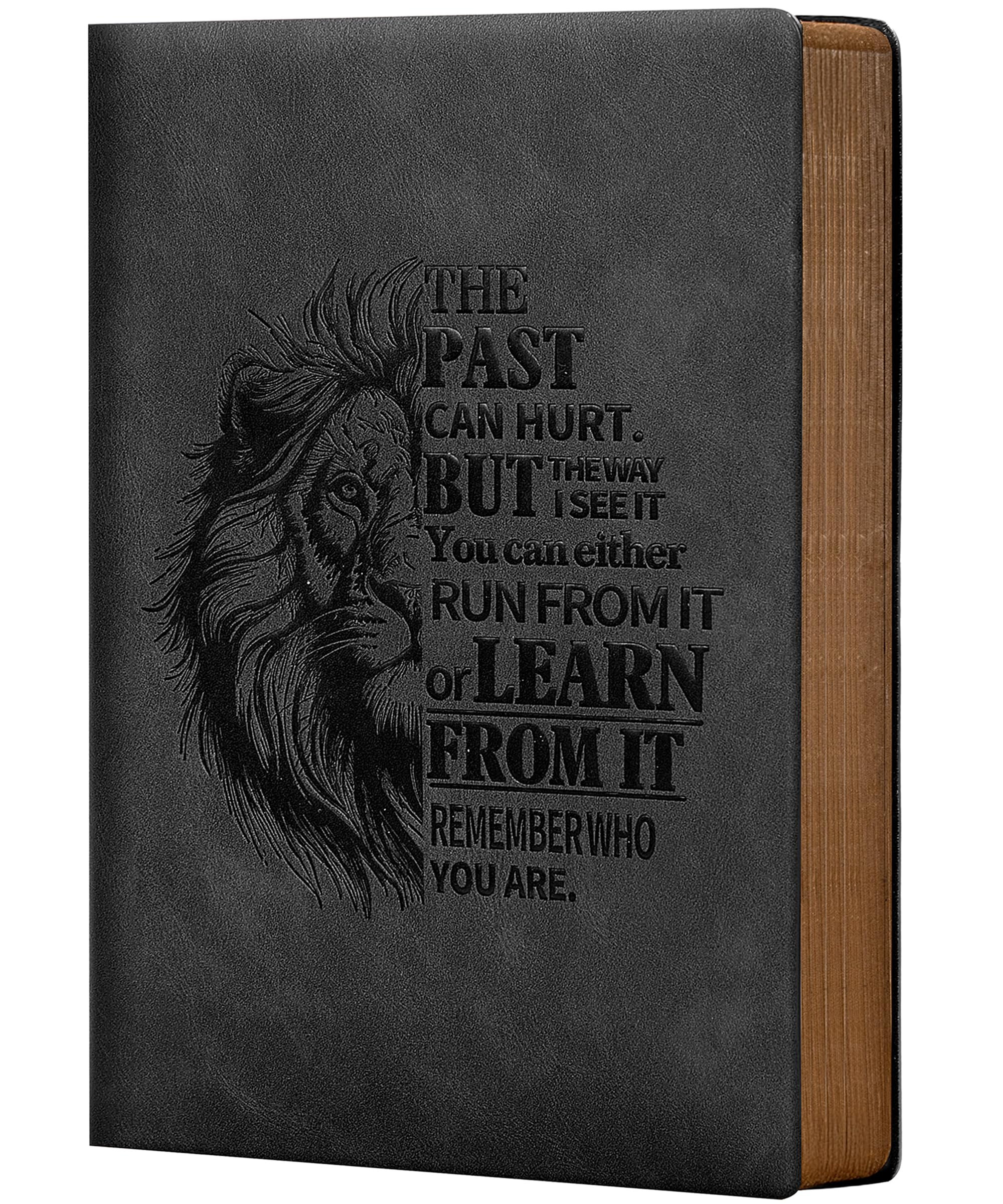 Carnet en cuir ligné pour homme MINICAGIE format A5 256 pages lion noir