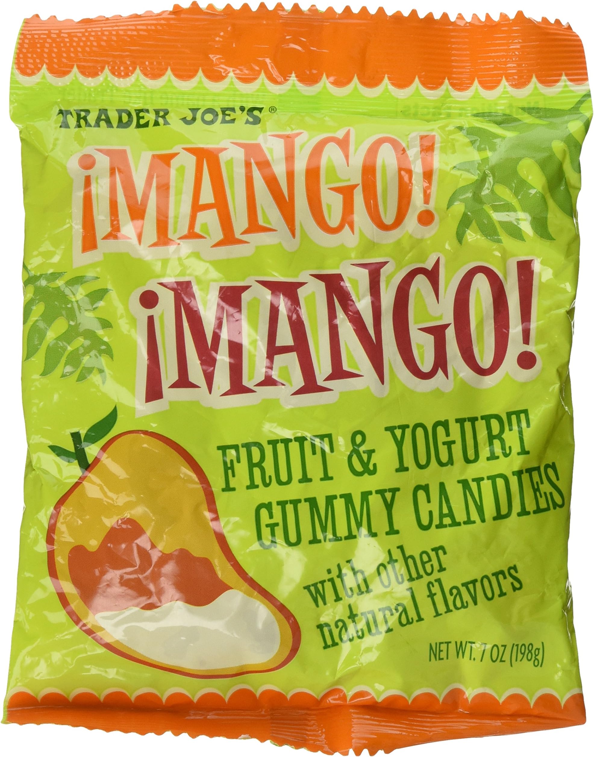 Trader Joe's Mango ! Mango ! Fruit & Yogurt Gummies Soft Candies Flavored with Mango,passionfruit and Yogurt Fat Free !!!!