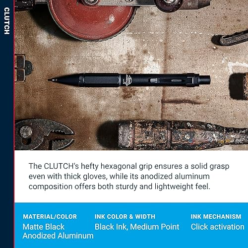 Miniatura 3 de Fisher Space Pen (#CLUTCH) Pluma que escribe boca arriba, color negro.