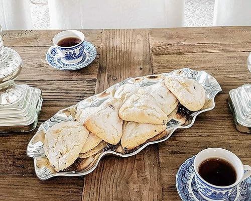 Miniatura 4 de Arthur Court Carmel Pattern Tray - Bandeja de metal moderna de forma libre para servir de 20 x 9 pulgadas