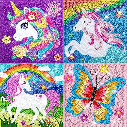 Miniatura 10 de Kits de arte de diamantes 5D para niños principiantes, kits fáciles de artes y manualidades para niños de 8 a 12 años, juego de manualidades