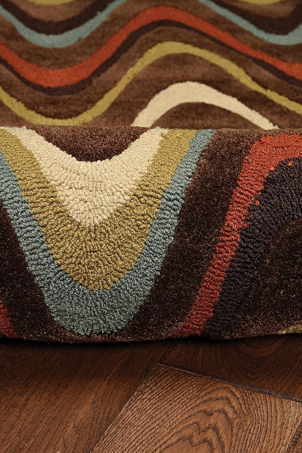 Linon RUG-TAE0957 Trio Collection, Brown, 5 x 7