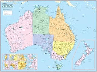 Cool Owl Maps Australia & New Zealand Wall Map Poster (Laminated 32"x24")