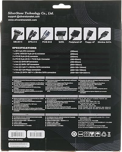 Miniatura 7 de SilverStone PP06B-EPS55 - Cable de fuente de alimentación de manga negra para un adaptador EPSATX de 12 V de 8 pines de 21.654 in de largo