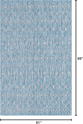 Vista 128 de Unique Loom Alfombra Colección enrejado Marroquí Celosía Transicional Interior y Exterior, Polipropileno Gris carbón/natural