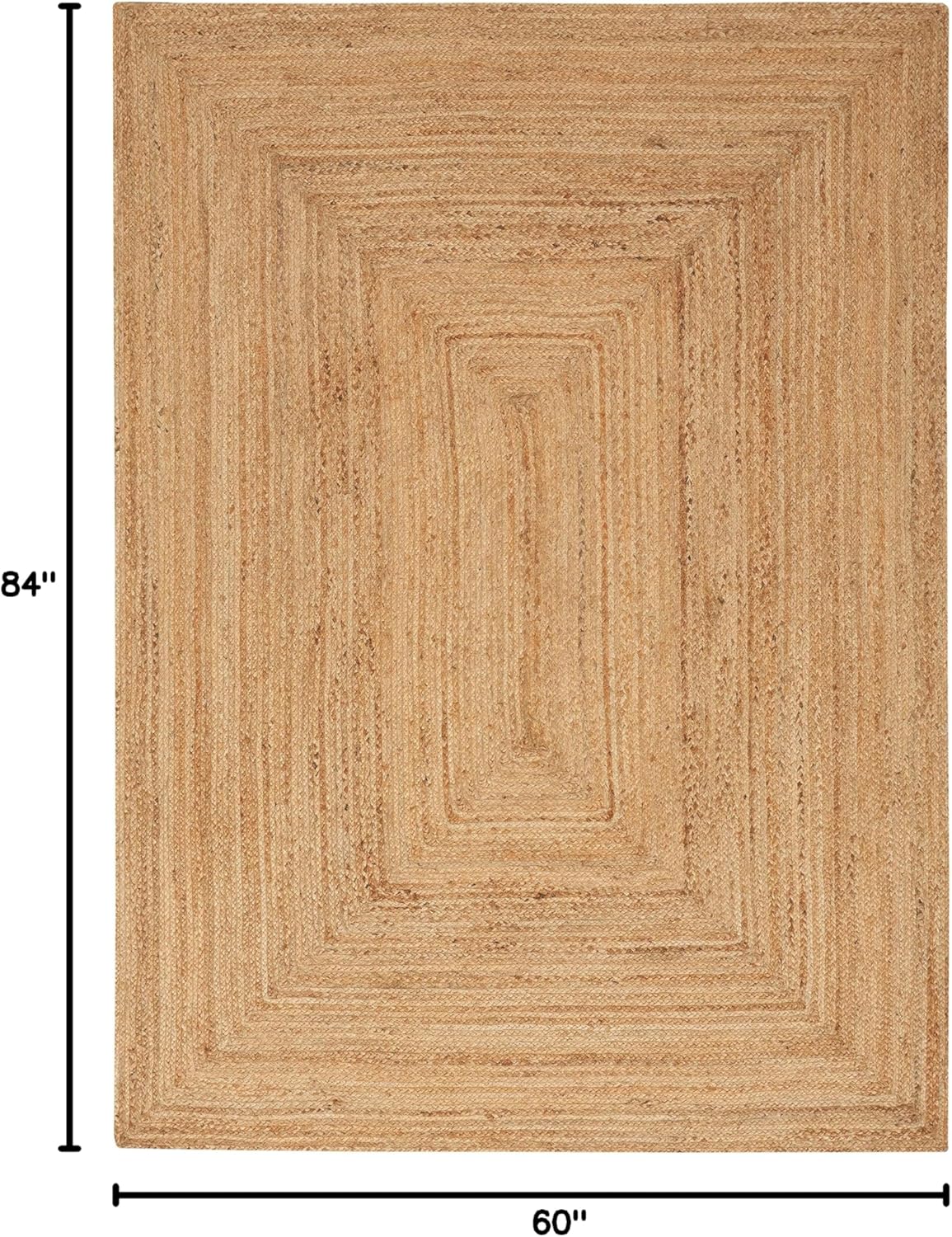 Nourison Home Natural Jute Natural 5' x 7' Area Rug - Easy Clean, Non Shedding, Bed Room, Living Room, Dining Room, Kitchen (5' x 7')