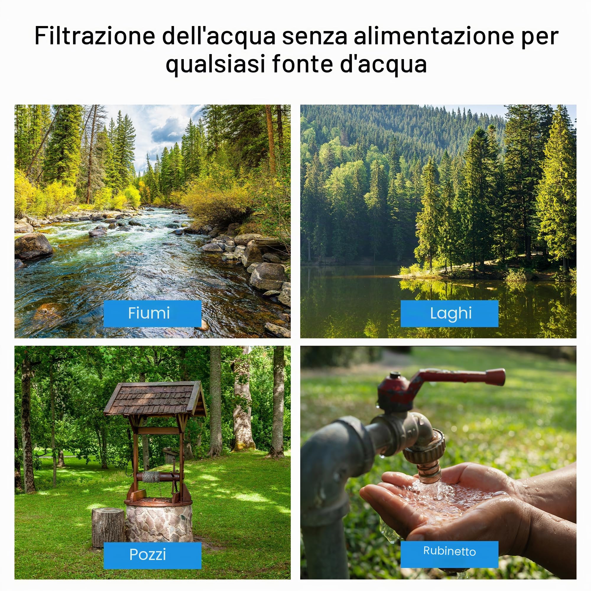 Weeplow® Venus ECO - Sistema di filtraggio dell'acqua per gravità 5,6 litri AISI 304 con 2 elementi di purificazione O'Pure 2 e rubinetto 100% inox (acciaio inox, 5,6L ECO)