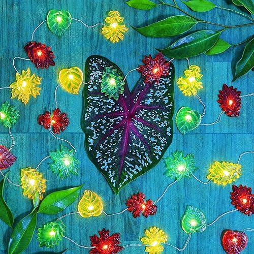 Miniatura 6 de Guirnalda de luces decorativas de hojas de hadas para decoración de Acción de Gracias, guirnalda de otoño, 30 luces LED de 10 pies, funciona con