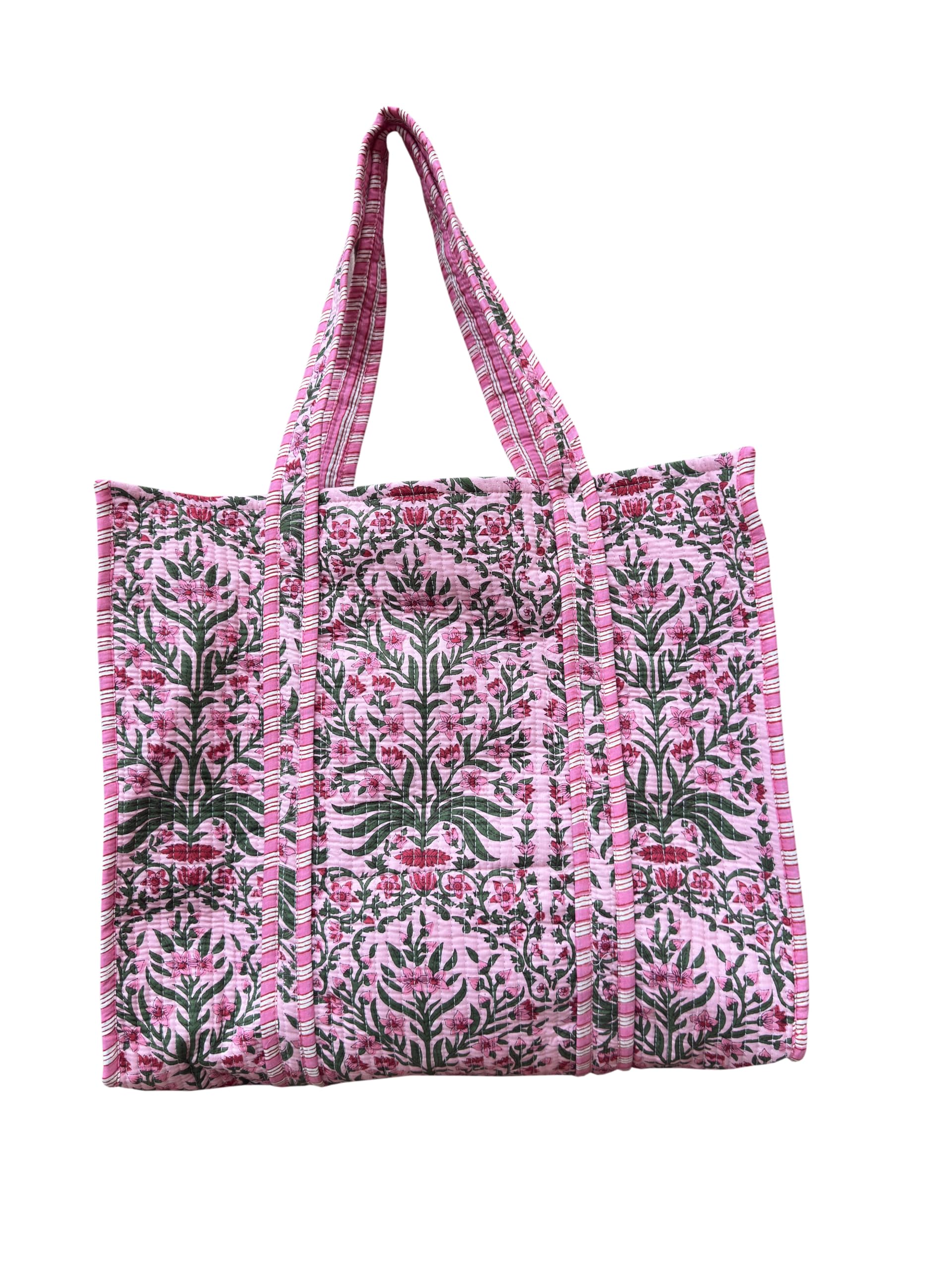 Quilted Cotton Hand printed Reversible Large multicolor cotton Tote Bag,Indian Handmade Block Printed Tote Bag Women Handbag