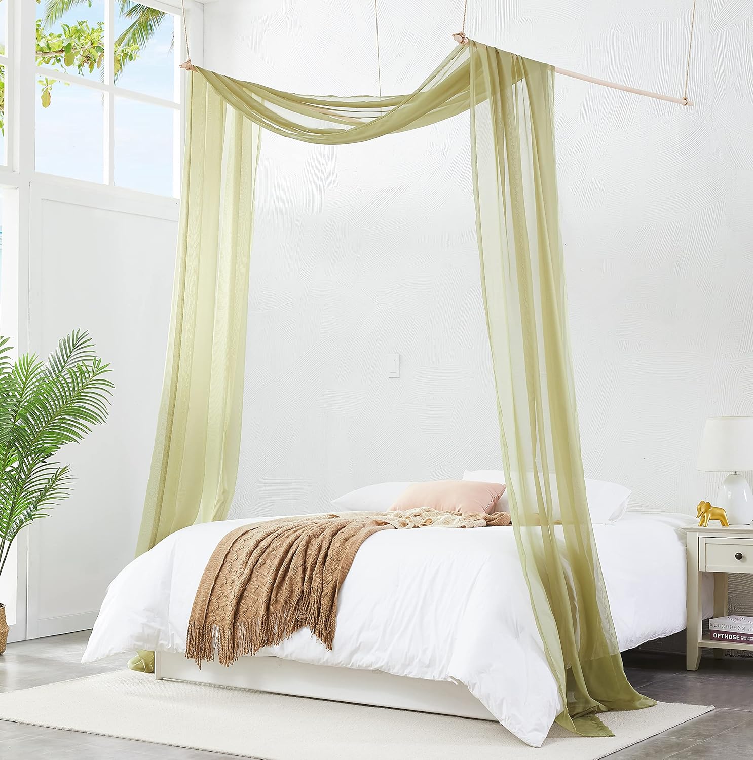 Buy Warm Home Designs Sage Green Bed Canopy Curtains in 55 x 288 Inch
