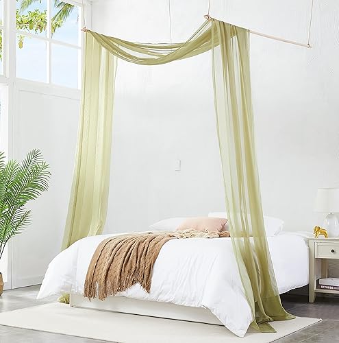 Warm Home Designs Cortinas con dosel de cama color verde salvia de 55 x 288 pulgadas. Nuestras cortinas de cama con dosel King funcionan muy bien
